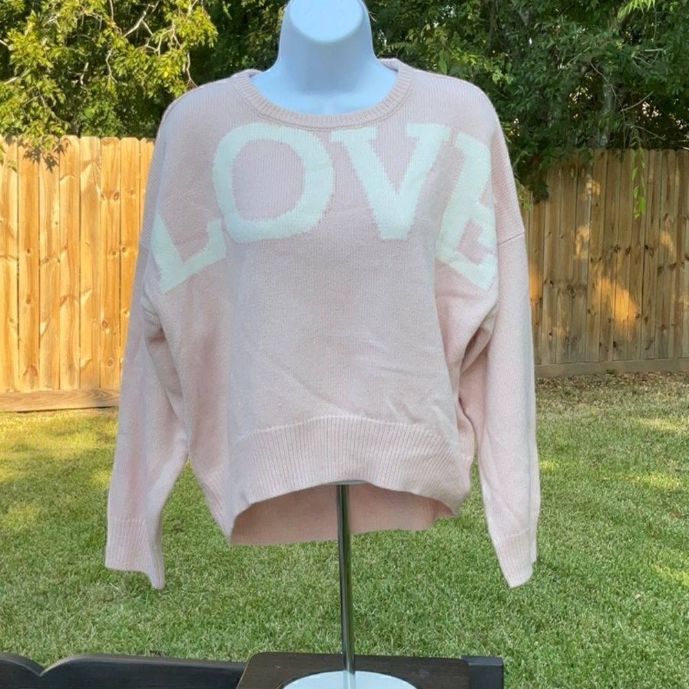 Take 50% OFF- Soho Love Inscribed Pink Sweater, Size-S
